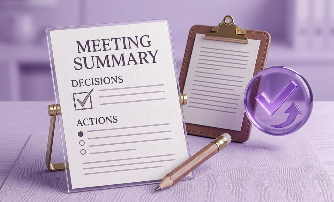 Flowtica app showing an objective AI meeting summary
