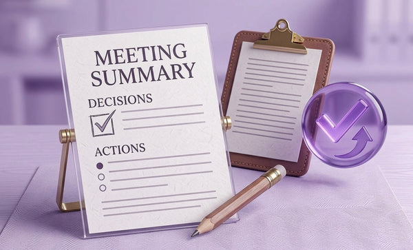 Flowtica app showing an objective AI meeting summary