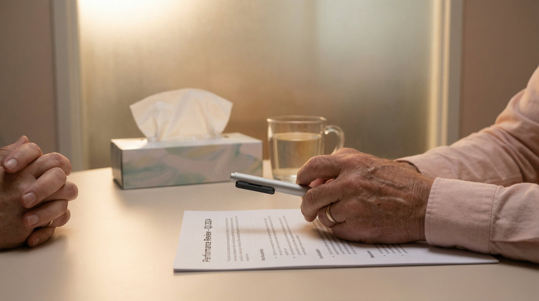 Flowtica Scribe AI pen used in a one-on-one meeting