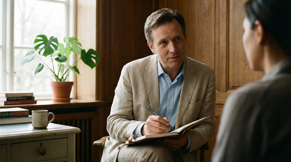 Doctor taking handwritten notes during a patient consultation