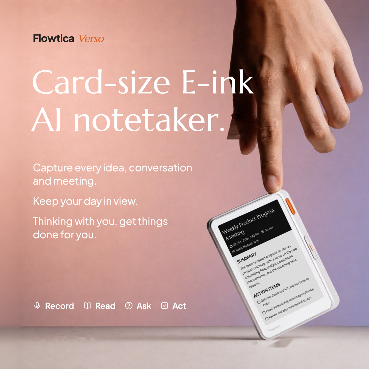 Flowtica Verso | E-ink AI Notetaker