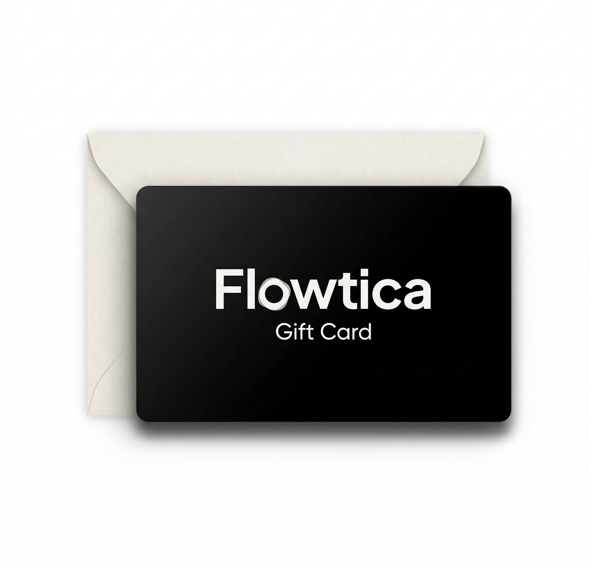 Flowtica gift card with an envelope on a white background