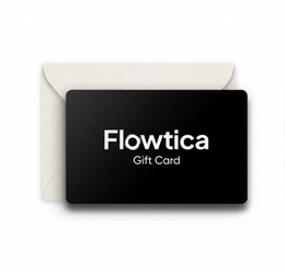 Flowtica gift card with an envelope on a white background
