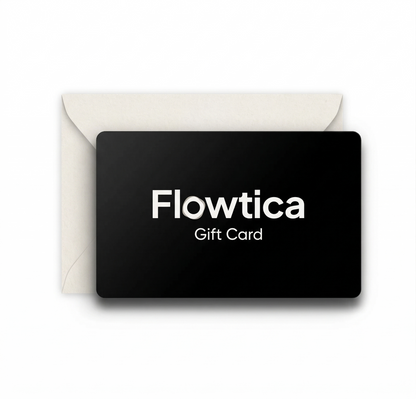 Flowtica gift card with an envelope on a white background