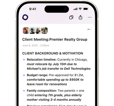 Flowtica meeting notes interface