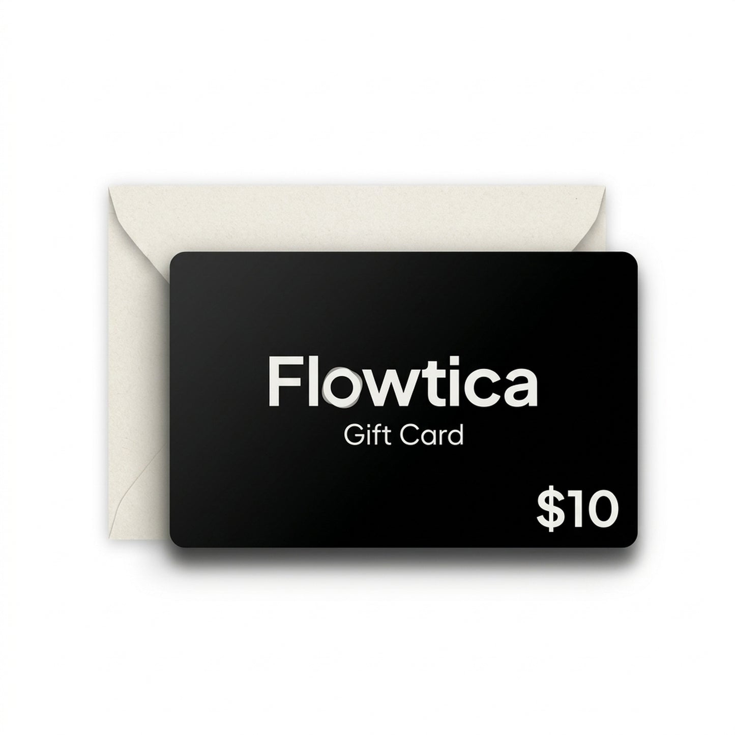 Flowtica gift card on white background