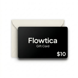 Flowtica gift card on white background