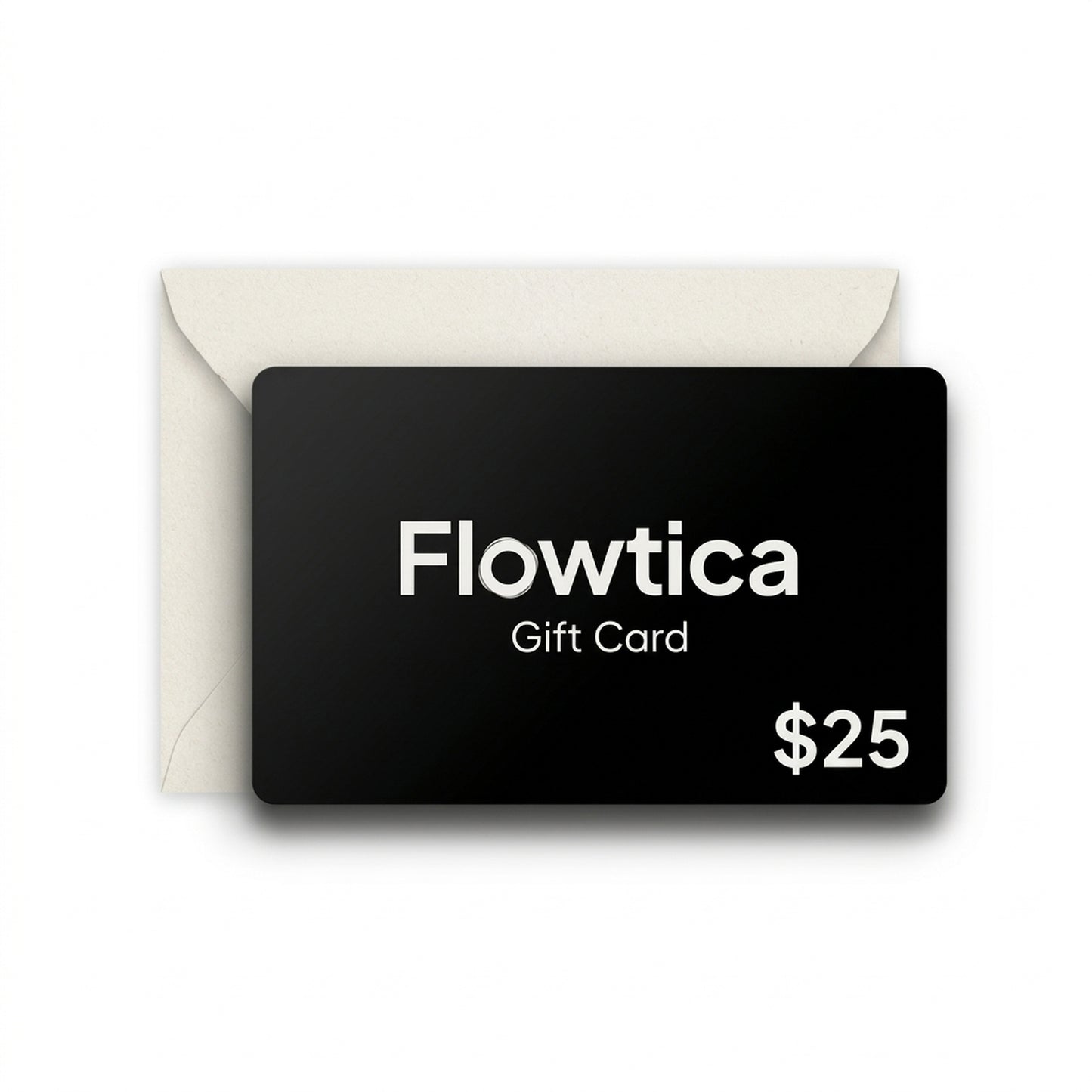 Flowtica gift card on white background