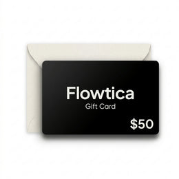 Flowtica gift card on white background
