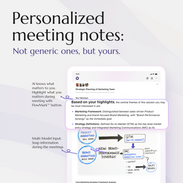 Flowtica app showing personalized AI meeting notes