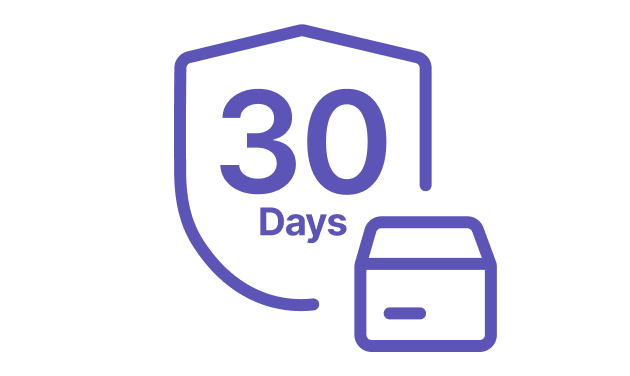 Icon with '30 Days' and a box, indicating a 30-day return or warranty period.