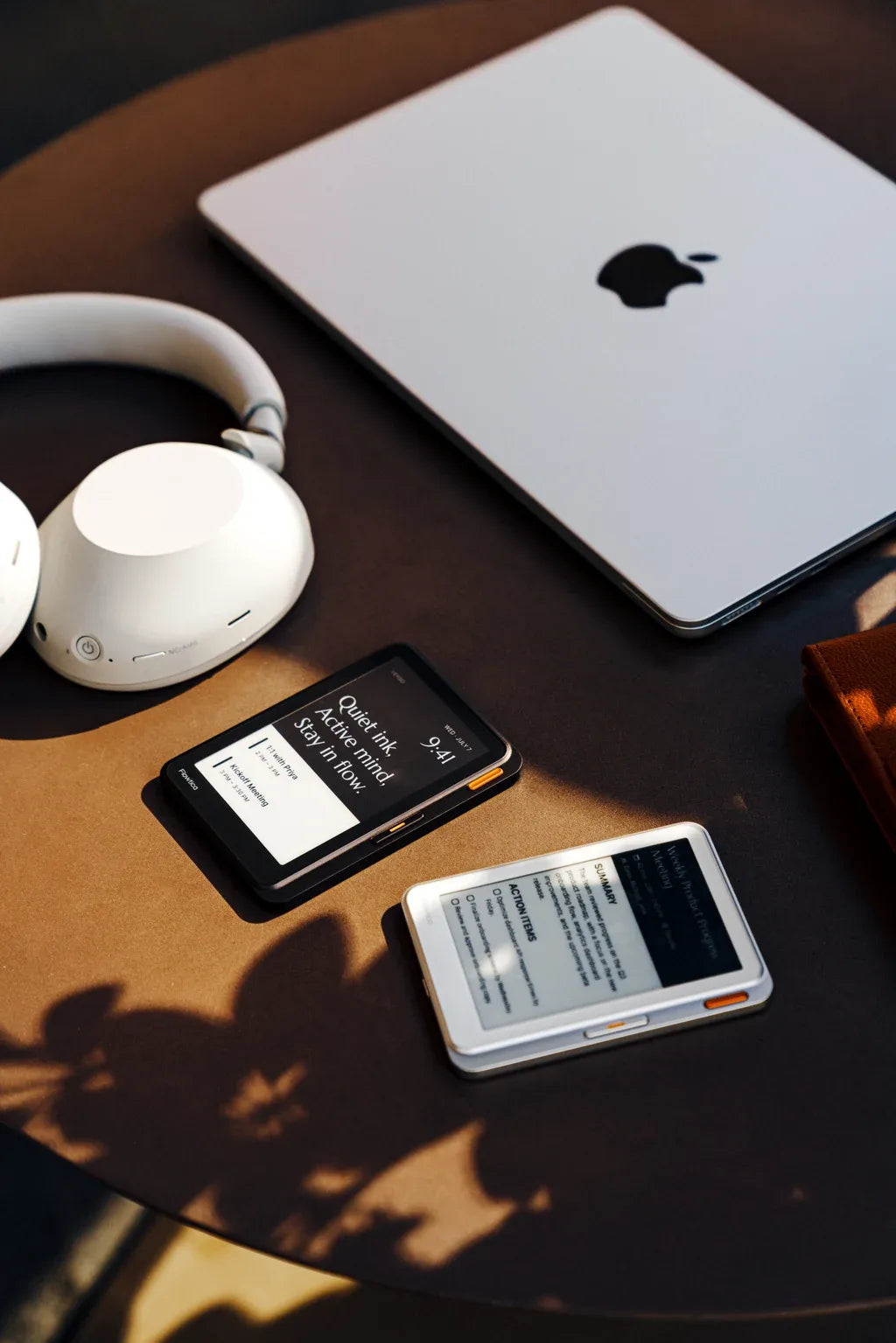 Verso devices resting on a desk