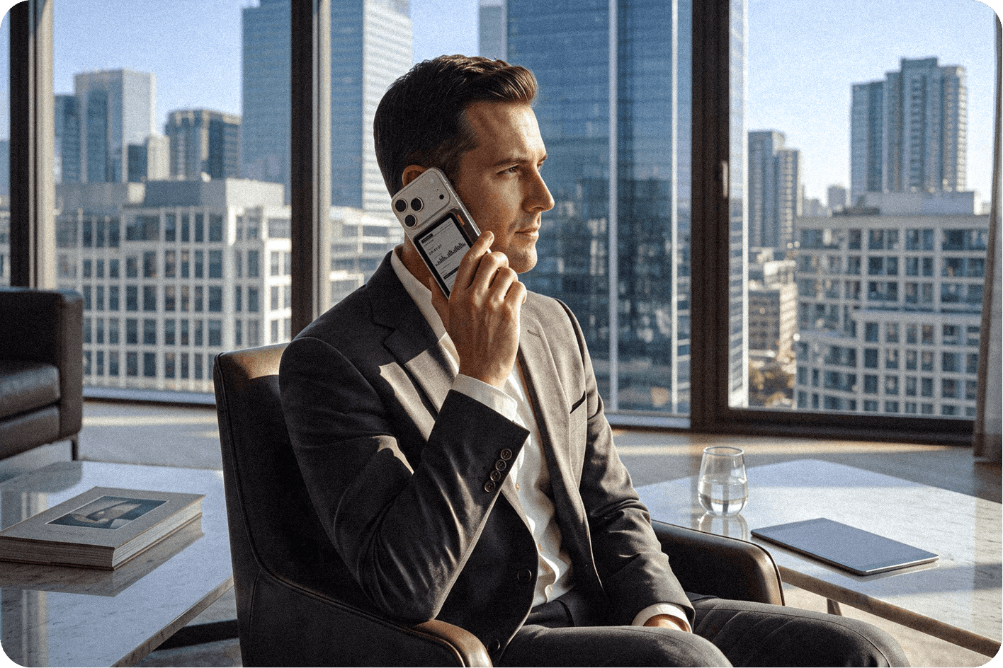 A professional using Verso during a phone call
